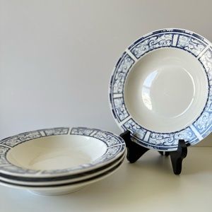 SET OF 4 Vintage Oneida Brenton Blue Salad Bowl